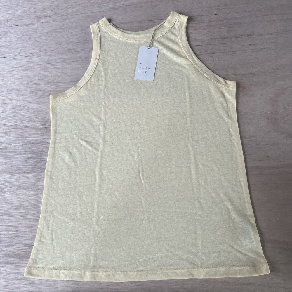 Butter Yellow Linen Blend Flowy Sleeveless Top Size XS